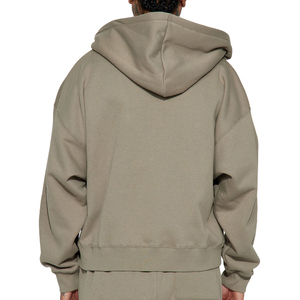 Hommes recadrés sweats à capuche zippés blanc surdimensionné Streetwear poids lourd surdimensionné pleine fermeture éclair pull à capuche pour sweats à capuche d'usine - Product Image 3