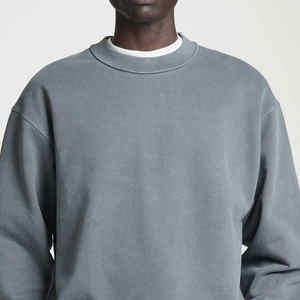 Meilleur nouveau sweat-shirt tricoté d'hiver délavé à l'acide pour hommes surdimensionné vintage en coton mélangé délavé col rond - Product Image 3