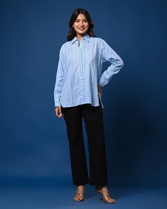 Blusa Casual de Manga Larga de Algodón Natural Sólido de Verano 2025 al por Mayor, Ecológica, Corte en A, Talla Grande, Personalizada, ODM, Hecha a Mano - Product Image 3