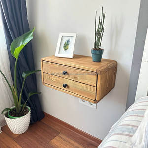 Mesita de Noche Moderna Flotante de Pared con Cajón, Estante Delgado de Madera, Ahorro de Espacio, Ecológica, Mueble Artesanal para el Hogar - Product Image 1