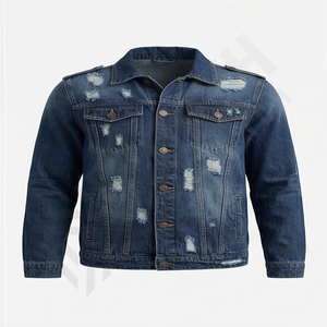 Denim Jacket For <b>Men</b> Slim Fit Ripped <b>Biker</b> Style Vintage Blue Custom Long Sleeve Classic <b>Jeans</b> Outerwear <b>Jean</b> Jacket <b>Men</b> - Product Image 1