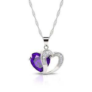 Collar con Colgante de Plata de Ley con Corte de Corazón Jeulia, con Diamante y Circonita en Oro Rosa - Product Image 1