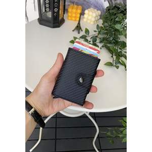 Medusa-Mecanismo de cuero de fibra de carbono Protección RFID Titular de la tarjeta inteligente antirrobo/Cartera - Product Image 5