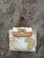 Tas Selempang Wanita ECOPRINT Lycra Silk Lining Buatan Tangan dengan Hiasan Daun Motif Nasional, Penutup Slip-On, Tahan Air