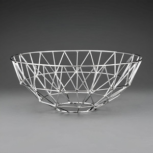 Estante de especias elegante con cuenco de alambre cromado para frutas y aperitivos Acento de cocina y comedor de vidrio decorativo contemporáneo - Product Image 4