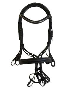 Bride d'essorage en cuir noir véritable de haute qualité avec bande de sourcils en strass équipement d'équitation équestre essentiel Durable - Product Image 2