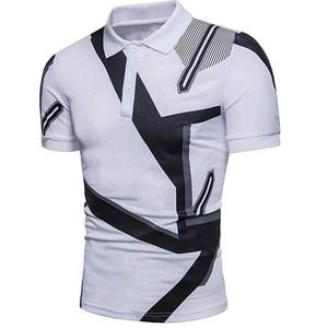 Polo personalizado 100% poliéster transpirable para hombre, Camisa estampada de manga corta para hombre, estilo veraniego, informal, sólido, polos para hombre, OEM - Product Image 2
