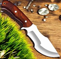 Couteau de chasse à lame fixe en acier Damas, qualité industrielle, haute durabilité, couteau de survie, étui en cuir OEM, garantie 3 ans