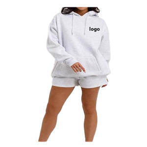 Conjunto de Sudadera con Capucha y Pantalones Cortos de Alta Calidad para Mujer, Talla Grande, Corte Ajustado, Sudadera con Capucha y Pantalones Cortos con Estampado DTG, Primavera, de Pakistán - Product Image 4