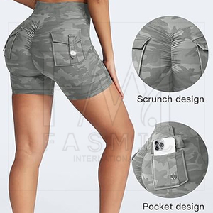 Short de yoga de fitness pour femmes de poche cargo pour patchs personnalisés Cross V-Waist Push Up Cycling Running Shorts - Product Image 6