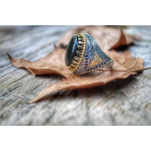 แหวนเงินสเตอร์ลิงแท้925แท้ทำด้วยมือหินอาเกตแท้หรูหราทันสมัยสไตล์วินเทจรุ่นมาใหม่ - Product Image 1