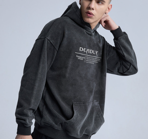 เสื้อสเวตเตอร์มีฮู้ดสีดำสำหรับผู้ชายผ้าคอตตอนหนักโอเวอร์ไซส์ออกแบบได้ตามต้องการมีคุณภาพ2024 - Product Image 1