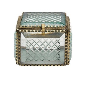 Cái Nhìn Kỳ Diệu Brass & Glass Lưu Trữ Hộp Bàn Trang Trí Hiển Thị Trường Hợp Đối Với Trang Điểm Vòng Bông Tai Hộp Đồ Trang Sức - Product Image 3