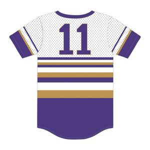 OPP Striped Design Pull Baseball Jersey 100% Polyester Mesh Omega Fraternité T-shirt avec Logo Applique Brodé Personnalisé - Product Image 3