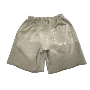 Sweat à capuche et short délavés à l'acide vierge en polaire unie de haute qualité personnalisés en gros Survêtement deux pièces unisexe court à capuche - Product Image 3