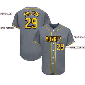 Uniformes de Softball en maille respirante cousues avec le numéro de Logo Technique de broderie par sublimation Chemise de Softball à deux boutons personnalisée - Product Image 4