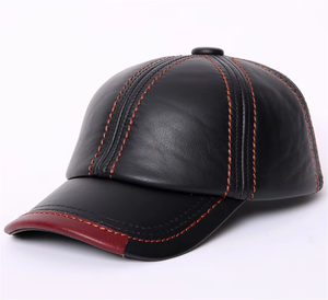 Gorro de Béisbol de Cuero Genuino Marrón Duradero y a la Moda, Gorras de Cuero para Hombre, para Invierno y Actividades al Aire Libre - Product Image 1