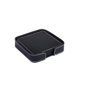 Posavasos decorativos absorbentes de cuero PU redondos impermeables personalizados superventas con base de corcho - Product Image 1