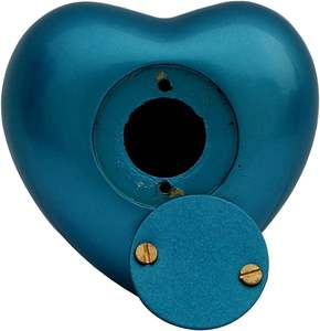 Belles urnes de crémation en métal bleu clair fabriquées à la main pour les cendres d'adultes Étui Premium inclus Urnes de souvenir de qualité supérieure pour les humains - Product Image 3