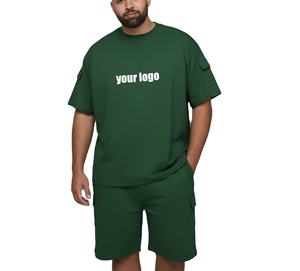 เสื้อยืดแขนสั้นพิมพ์ลาย DTG คุณภาพสูง สไตล์สตรีทแวร์สำหรับฤดูร้อน ผ้าคอตตอน 100% หนานุ่ม ทรงโอเวอร์ไซส์ พร้อมกางเกงขาสั้น ชุดเซ็ตสำหรับผู้ชาย - Product Image 1