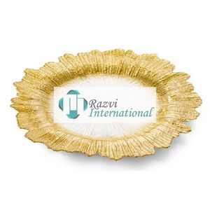 Assiettes de présentation en céramique avec bords dorés à volants Assiettes de présentation de service de décoration de forme ronde classique et unique - Product Image 4