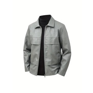 Veste en cuir PU teint pour homme, taille plus, coupe-vent, hip-hop, varsity, avec design tissé, épaisse pour l'hiver, design personnalisé - Product Image 2