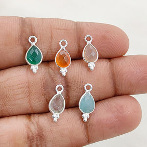 Charmes en turquoise bleu en forme de poire, charmes faits à la main en turquoise taille briolette, pendentif en argent sterling, fabrication de bijoux, charmes en vrac - Product Image 5