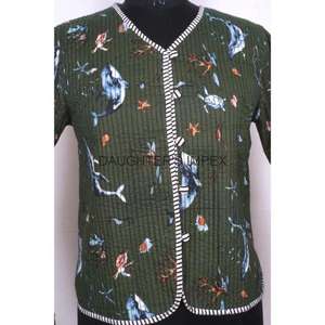 Veste courte matelassée en coton imprimée tendance indienne pour femmes, réversible, écologique, taille unique - Product Image 6