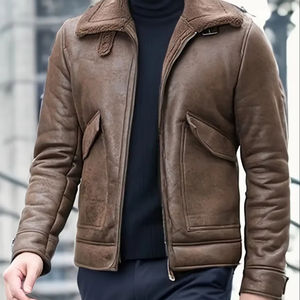 Veste en cuir pour homme Veste en cuir personnalisée avec logo personnalisé Veste de moto de haute qualité Hiver Col montant Streetwear - Product Image 1