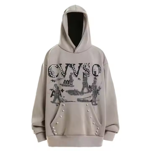 เสื้อฮู้ดดี้ฤดูหนาวแบบยูนิเซ็กซ์ ผ้าฝ้าย 100% หนัก 600 กรัม ผ้าเฟรนช์เทอร์รี่ พิมพ์โลโก้ตามสั่ง พิมพ์ลายสกรีน ประดับด้วยคริสตัล  เสื้อสเวตเชิ้ตแบบสวมหัว - Product Image 2