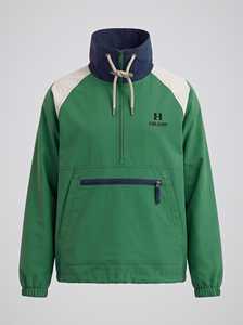 เสื้อคลุม Anorak สีเขียวเคลลี่และสีขาวนวลแบบคอทรงกรวย, เสื้อคลุม Anorak ผ้าริปสต็อปพร้อมโลโก้สั่งทำพิเศษ, เสื้อผ้าสตรีทแวร์สำหรับทุกเพศทุกวัยจากโรงงาน - Product Image 3