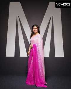 La mayoría de las tendencias aspecto ropa de boda vichitra seda bordado trabajo Sari mujeres indias usan Sari barato precio bajo al por mayor Surat - Product Image 3