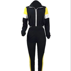 Chándal informal transpirable para mujer, Top con cremallera de 2 piezas y chándal con cintura elástica, conjunto de chándal cortavientos para mujer - Product Image 1