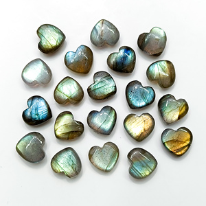Labradorite naturelle à facettes en forme de coeur sculpture pierres précieuses Briolette perles pour bijoux 10mm Labradorite sculpté cristal charme en vrac - Product Image 1