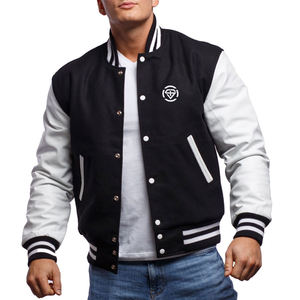 Chaqueta Varsity de lona personalizada para hombre, chaqueta de invierno de alta calidad con cuello alto y logotipo impreso, diseño liso - Product Image 1