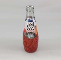 Private Label Basilicumzaad drank met fruitsmaak 290ml glazen fles exportkwaliteit gratis labelontwerp gratis sample groothandelsprijs