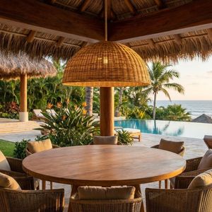 Pantallas de Lámparas de Ratán para Exteriores, Lámparas Colgantes Tejidas a Mano Grandes para Decoración de Resorts y Cafés, Fabricante OEM de Vietnam - Product Image 6