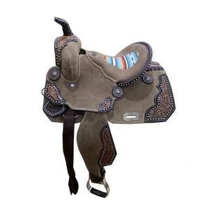 Selles d'équitation en cuir, couleur rose et noire, selles western avec sangles réglables, ajustement confortable pour la randonnée et l'entraînement - Product Image 3