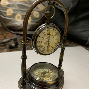 Horloge nautique en laiton vintage boussole minuterie style antique métal poli artisanat idéal pour les cadeaux de capitaine et la décoration intérieure - Product Image 1