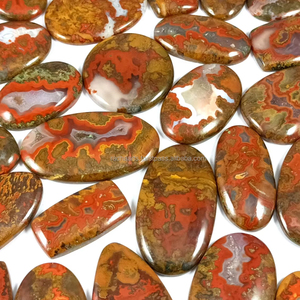 Venta al por mayor Lote de cabujón de ágata de costura natural Cabujones de piedras preciosas de diseñador sueltos cortados con envoltura de alambre para joyería - Product Image 1