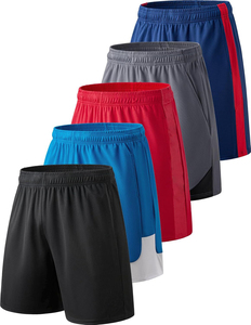 Pantalones cortos de entrenamiento de secado rápido para hombre, nuevo diseño con bolsillos y cintura elástica, patrón sólido informal, teñido liso - Product Image 1