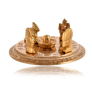 Vaisselle traditionnelle en zinc plaqué or décoratif Shiv Parivar, technique de soudage, décoration de la maison, Thanksgiving, Nouvel An, mariage - Product Image 4