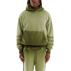 2025 Winter Oversized French Terry <b>Hoodie</b> for <b>Men</b> 500 Gsm Acid Wash Distressed <b>Plain</b> Dyed Manufacturer <b>Hoodie</b> - Product Image 5