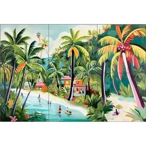 Lazar Studio Palm Art Mural Cocina Baño Azulejo Backsplash Tropical Wall - Product Image 1