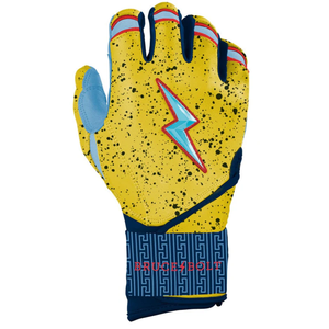 Guantes de bateo de béisbol hechos de calidad profesional Bruce Bolt Guante de diseño y logotipo personalizado antideslizante de cuero dividido Premium - Product Image 3