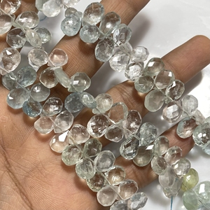 Aigue-marine naturelle à facettes en forme de poire perles de briolette en gros perles en forme d'amande de pierres précieuses - Product Image 4