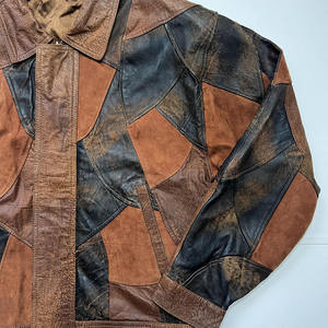 Chaqueta clásica de retazos de cuero para hombre, ropa informal moderna, abrigo cálido de motorista de invierno para moda al aire libre - Product Image 4