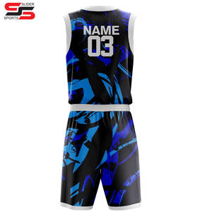 Ensemble d'uniformes de basketball personnalisés pour équipe, grande taille, coupe athlétique estivale, 100 % polyester, technologie anti-UV et anti-humidité pour l'école - Product Image 2