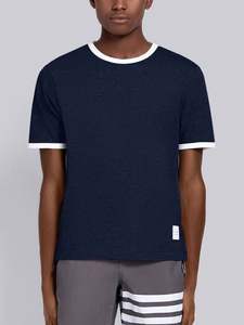 Camiseta con cuello de contraste personalizada para hombre, camiseta elegante con adorno de contraste - Product Image 6