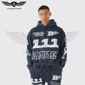 Pantalon baggy de marque personnalisée style évasé avec pull à capuche survêtement en coton écologique avec sérigraphie - Product Image 3